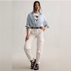 Anthropologie Pistola Josephine Tapered Barrel Cargo Jeans White 24